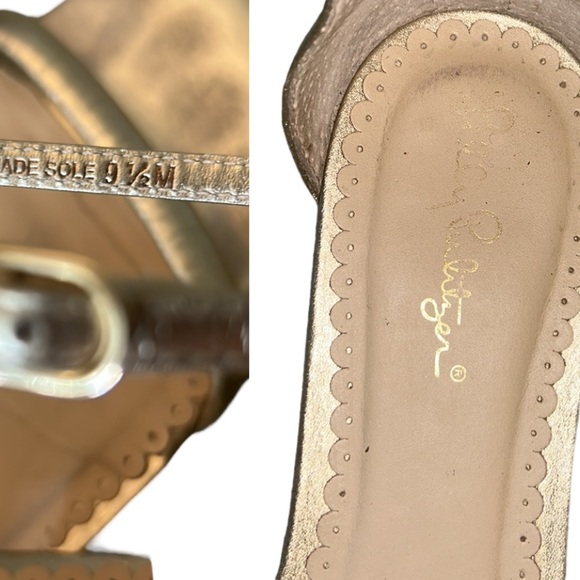 Lilly Pulitzer Laura Metallic Gold Pineapple Ankle Strap Sandals - 9.5 - Picture 15 of 16